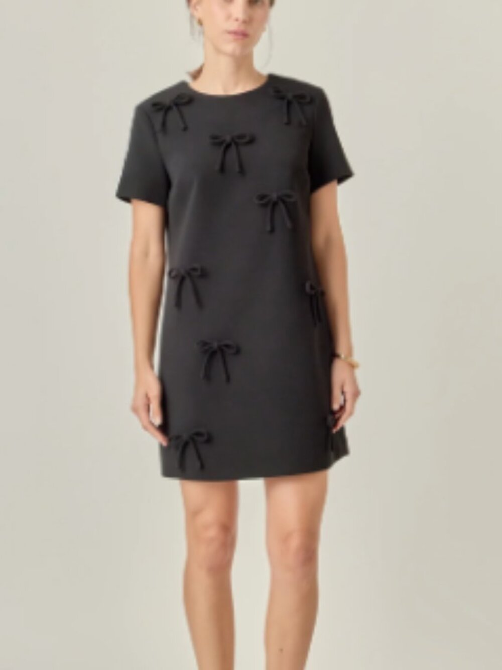Anthropologie English Factory Black Bow Detailed Mini Dress size M NWT